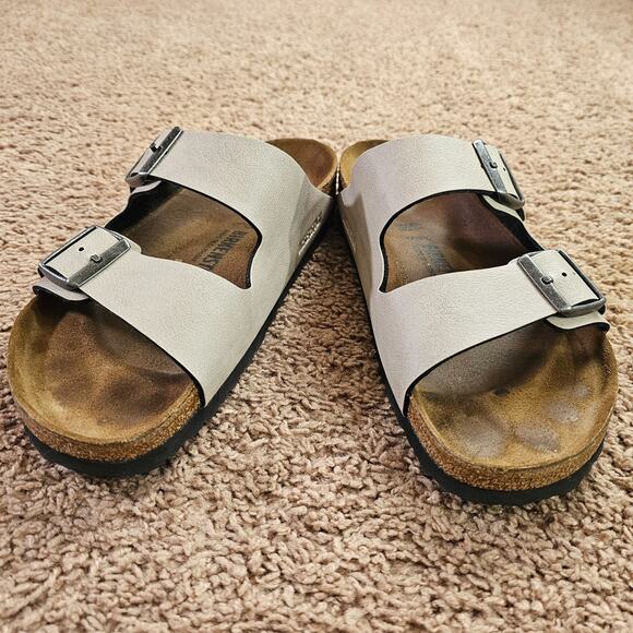 Birkenstock Arizona Sandals Womens 10 EU41 Pull Up Stone Leather 1003154 w Box - Picture 3 of 10